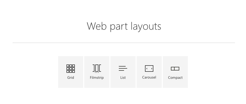 Five common web part layouts
