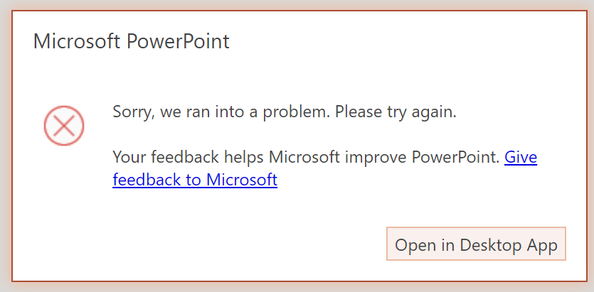 Error message with PowerPoint